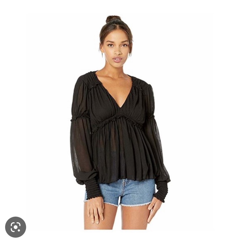Free people long sleeve ribbed blouse